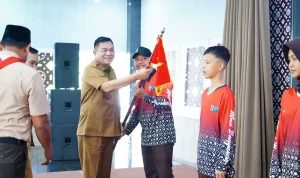 74 Pramuka Muba Dilepas ke Jambore Nasional 2026, Bupati Toha Beri Pesan Jaga Nama Baik Daerah