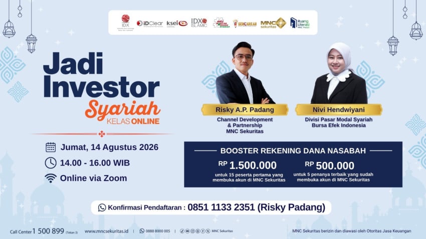MNC Sekuritas dan BEI Gelar Webinar Gratis 'Jadi Investor Syariah', Hadirkan Hadiah Saldo Investasi Rp 1,5 Juta