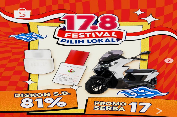 Shopee Gelar 17.8 Festival Pilih Lokal, Diskon 81 Persen hingga Voucher Rp17 untuk HUT RI ke-81