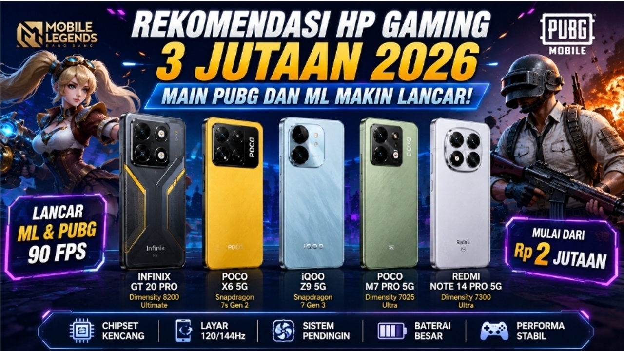 Infinix GT 20 Pro Jadi Pilihan HP Gaming Rp 3 Jutaan untuk PUBG dan ML 2026