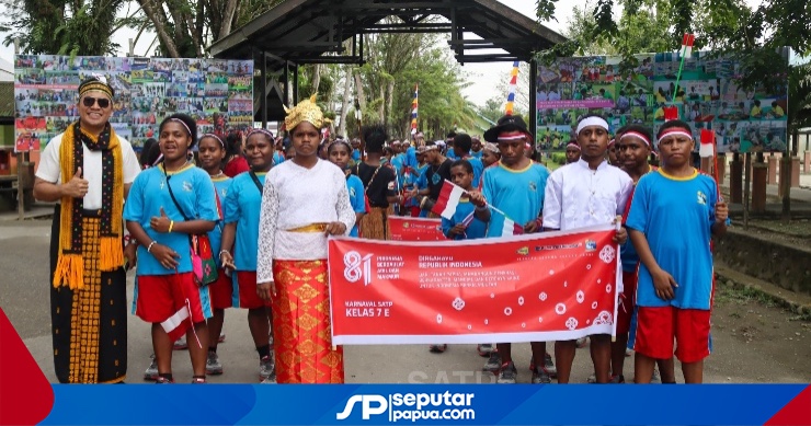 Karnaval HUT ke-81 RI di Mimika, Siswa SATP Tampilkan Budaya 38 Provinsi hingga Wakili Pemkab di Parade