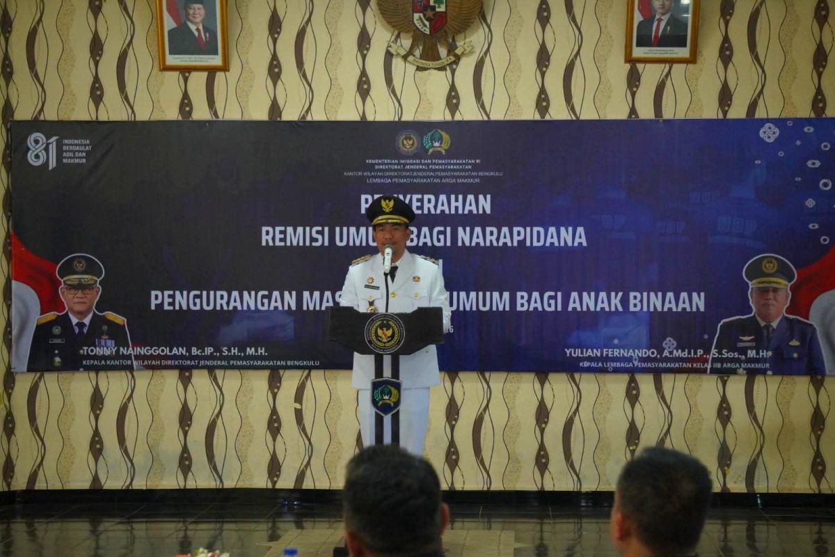 366 Warga Binaan Lapas Arga Makmur Bengkulu Utara Terima Remisi HUT ke-81 RI, Bupati Arie: Jaga Perilaku Baik