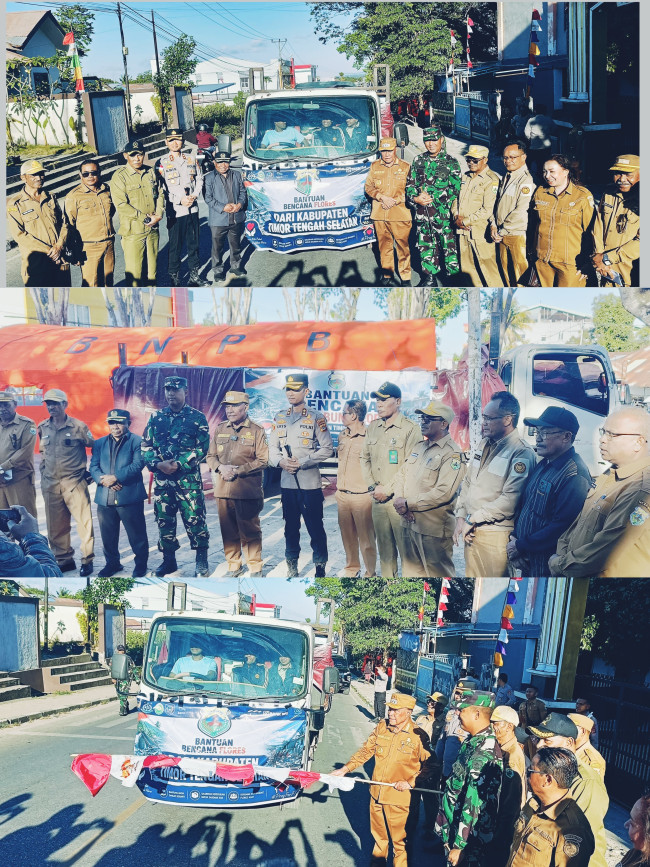 Bupati TTS Lepas 2 Truk Bantuan 5 Ton Beras untuk Korban Gempa Flores, 1 Truk Lagi Menyusul Besok