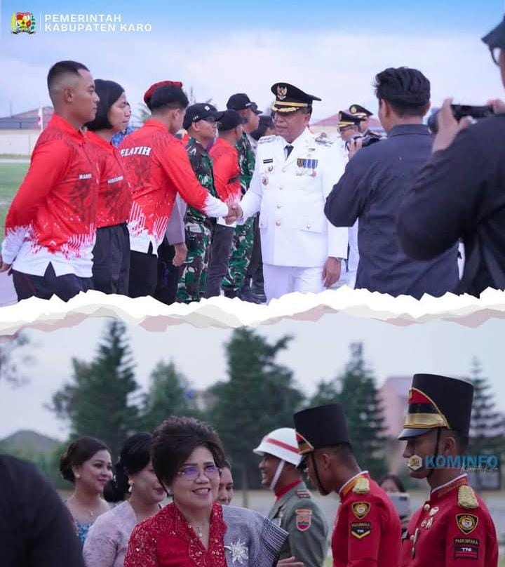 Bupati Karo Antonius Ginting Pimpin Upacara Penurunan Bendera HUT ke-81 RI di Kabanjahe, Pawai Kemerdekaan Umumkan 24 Pemenang