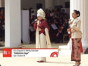 Duet Kris Dayanti dan Melly Goeslaw Meriahkan HUT ke-81 RI di Istana dengan Lagu Kemerdekaan