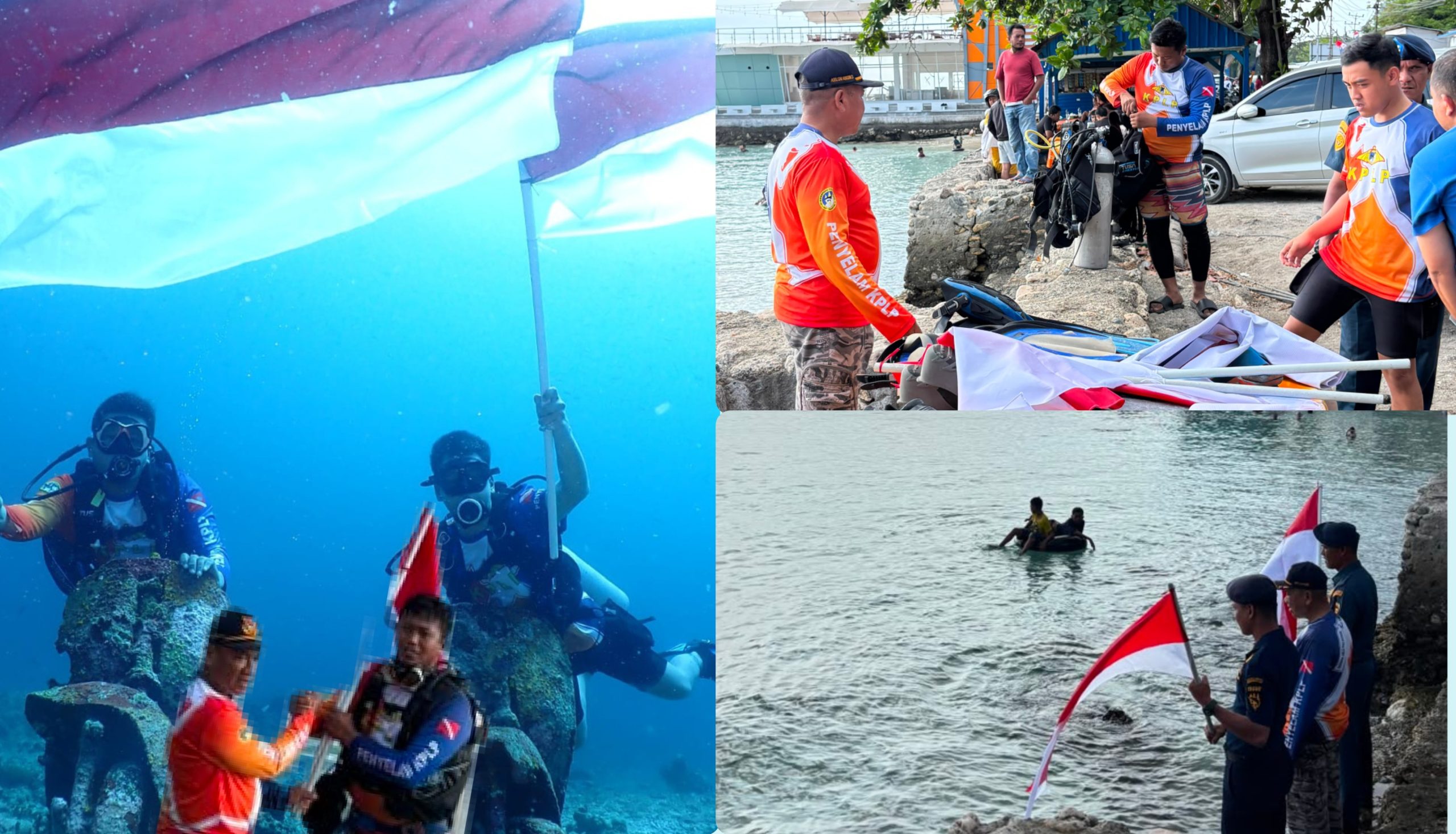 Tim Penyelam KUPP Luwuk Bentangkan Merah Putih di Kedalaman 16 Meter, Peringati HUT ke-81 RI di Pantai Kilo Lima