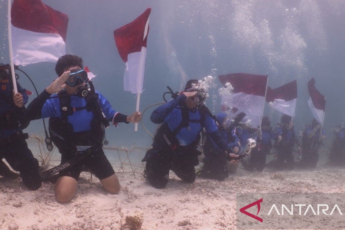 30 Penyelam Kibarkan Merah Putih di Bawah Laut Pulau Maratua Berau, Iringi HUT ke-81 RI