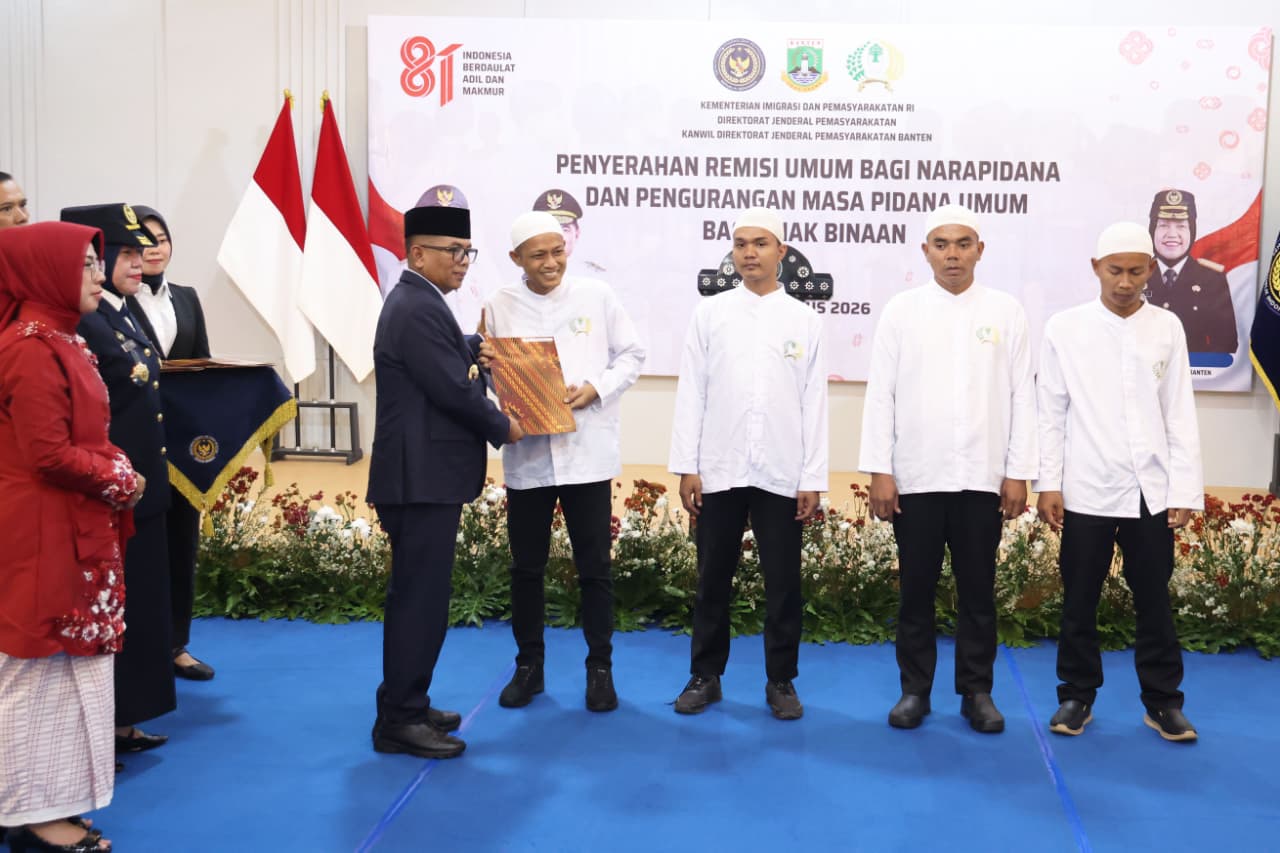 6.122 Warga Binaan di Banten Terima Remisi HUT ke-81 RI, 120 Orang Langsung Bebas dari Lapas