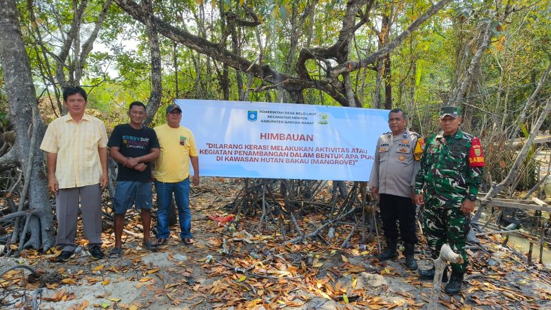 Polres Bangka Barat Pasang Spanduk Larangan Tambang di Kawasan Mangrove Belo Laut, Ini Isi Imbauannya