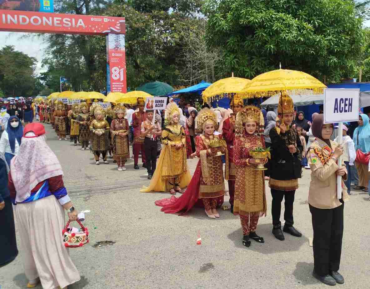 10.003 Pelajar Kota Langsa Meriahkan HUT RI ke-81 dengan Pawai Budaya Nusantara, 105 Sekolah Ikut Ambil Bagian