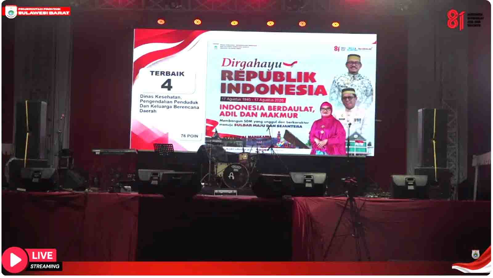 DKPPKB Sulbar Sabet Terbaik IV Lomba Baliho HUT ke-81 RI, Menangkan Kategori Pesan Kesehatan Publik