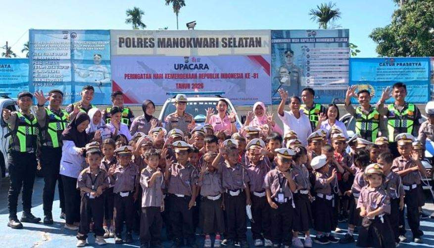 Satlantas Polres Manokwari Selatan Bekali Anak TK Kemala Bhayangkari 08 Ransiki soal Keselamatan Berlalu Lintas
