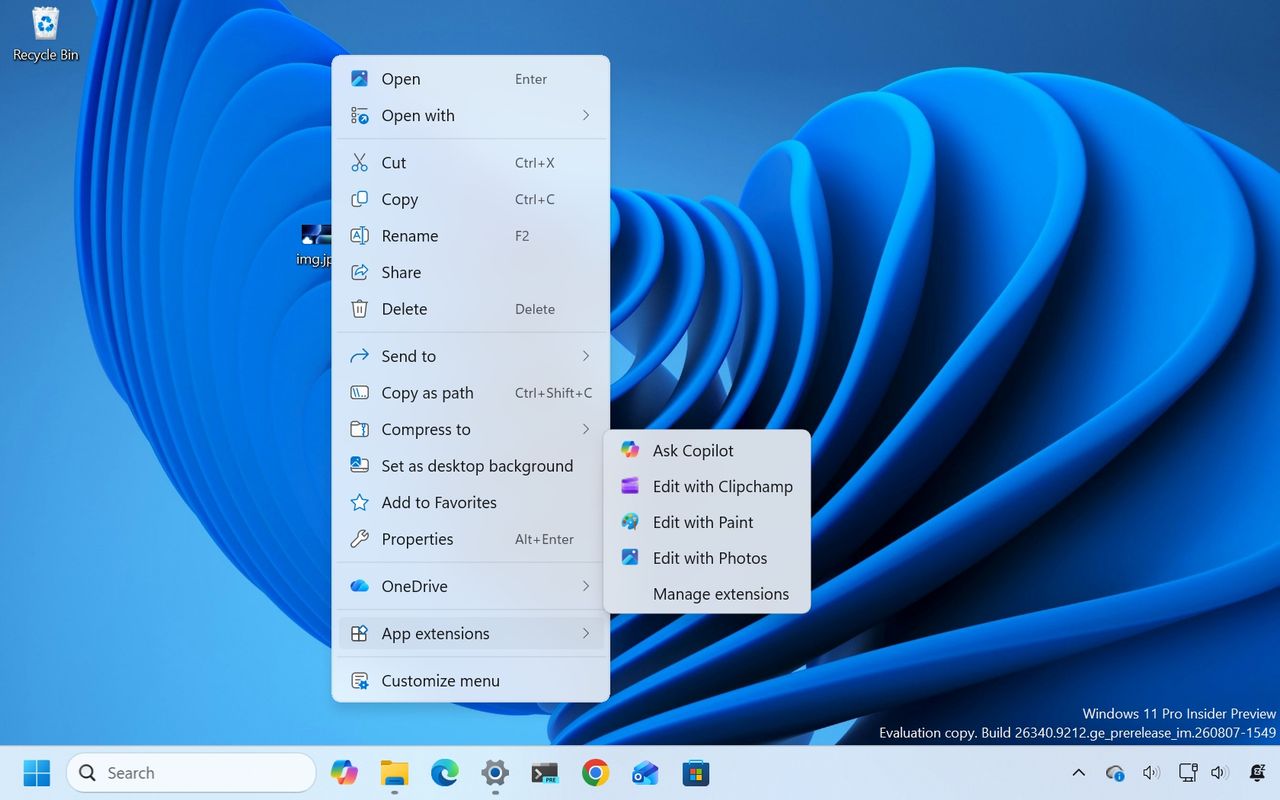 Windows 11 Insider Agustus 2026: Menu Klik Kanan Bisa Dikustomisasi, WMIC Resmi Dihapus