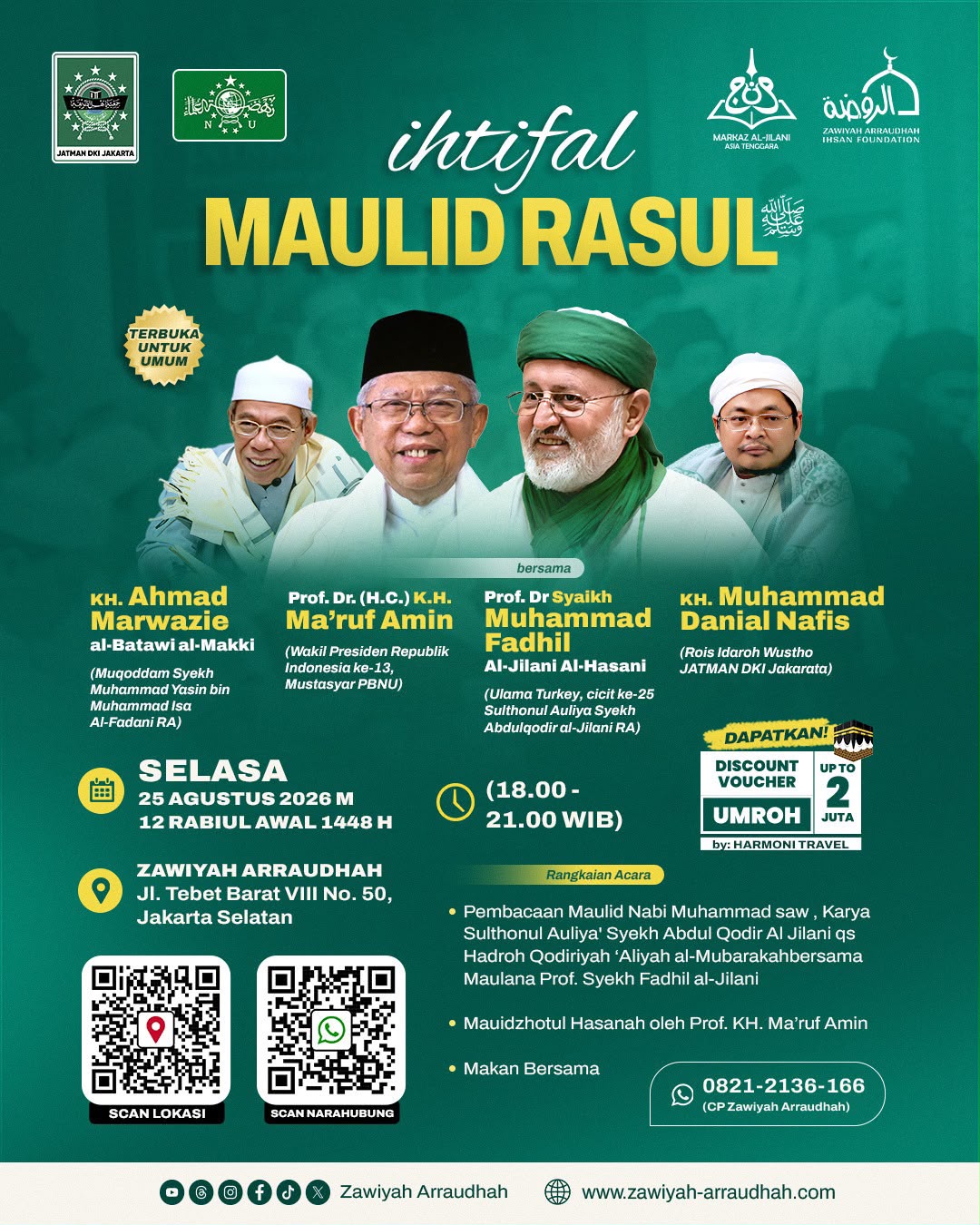 Majelis Maulid Zawiyyah Arraudhah di Jakarta Selatan Hadirkan Ulama Turki, Gratis Tanpa Biaya Pendaftaran