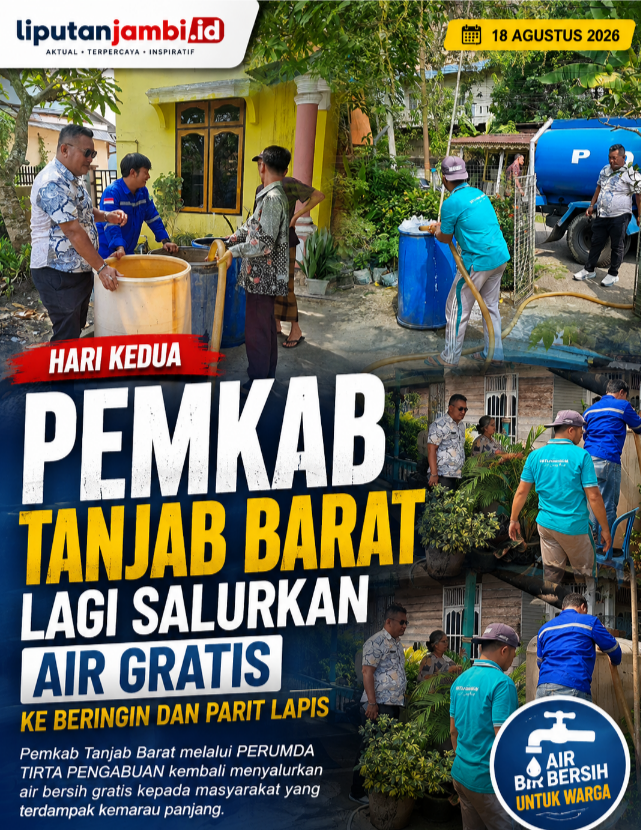 Hari Kedua, Pemkab Tanjab Barat Salurkan Air Bersih Gratis ke Beringin dan Parit Lapis, Dirut PDAM Terjun Langsung