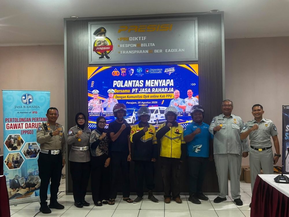 Polantas Menyapa di PPU: Ojol Didorong Jadi Pelopor Keselamatan Berlalu Lintas, Jasa Raharja Ikut Beri Edukasi