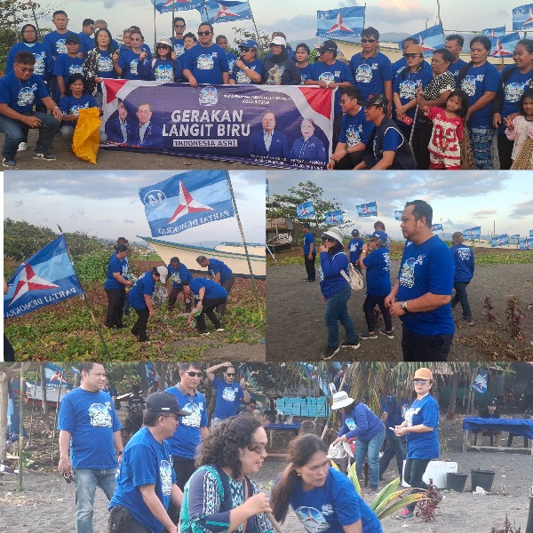 Demokrat Bitung Bersihkan Pesisir Pantai Leoni dan Tanam 100 Bibit Mahoni, Ketua DPC: Gerakan Ini Bukan Sekadar Seremonial