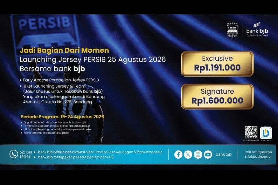 bank bjb Buka Pemesanan Awal Jersey Persib 2026/2027, Kuota 1.500 Paket dengan Akses Launching Tim