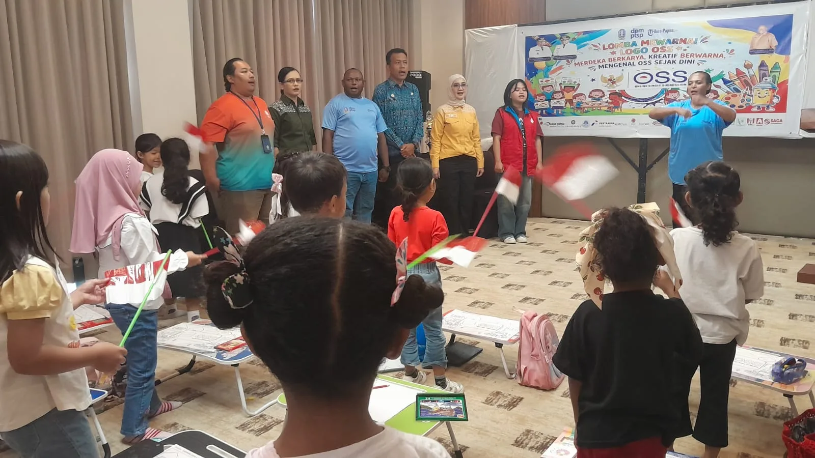 200 Pelajar TK dan SD di Sentani Ikuti Lomba Mewarnai Logo OSS, Sekaligus Dapat Rekening Tabungan dan KIA