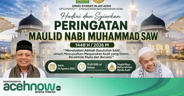 Pemprov Aceh Gelar Maulid Nabi 1448 H di Masjid Raya Baiturrahman, Kepala DSI Jadi Penceramah
