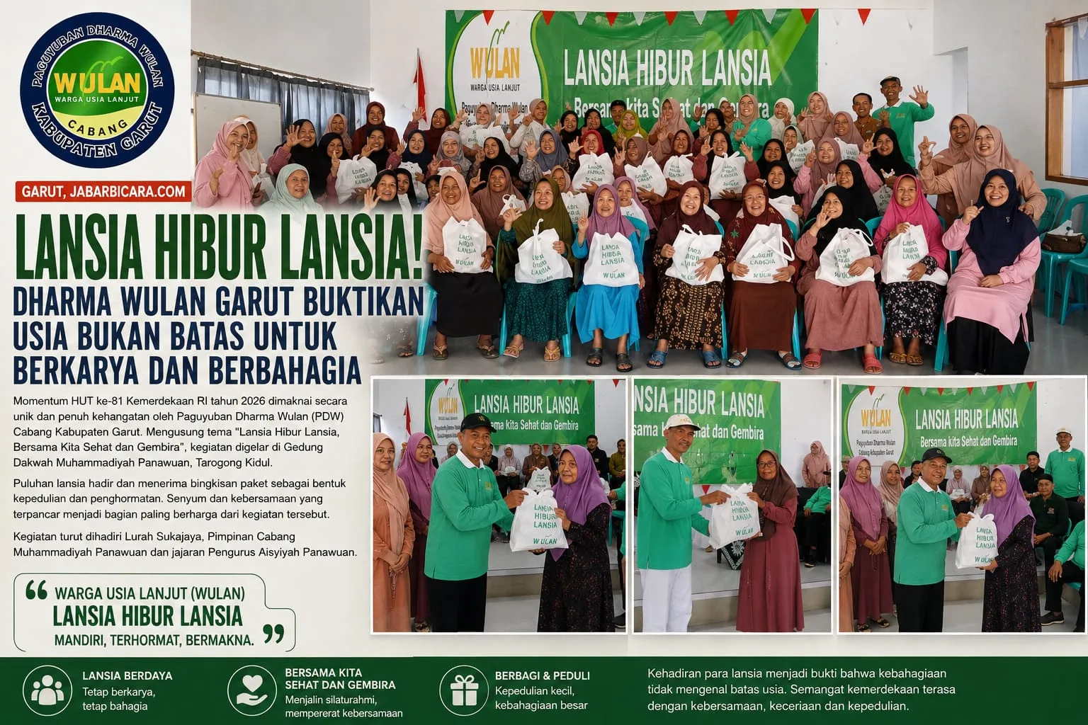 Puluhan Lansia di Garut Hibur Sesama Lansia di HUT ke-81 RI, Tegaskan Usia Bukan Halangan Berkarya