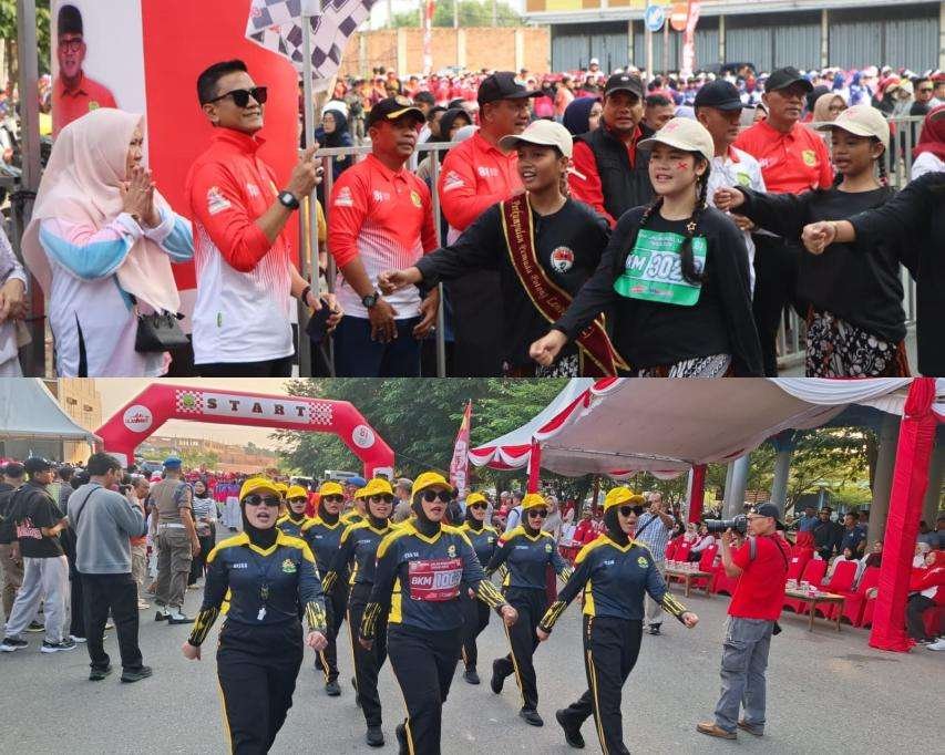141 Regu Meriahkan Gerak Jalan 8 Km di Tanjungpinang, Kapolresta dan Forkopimda Hadir di Garis Start