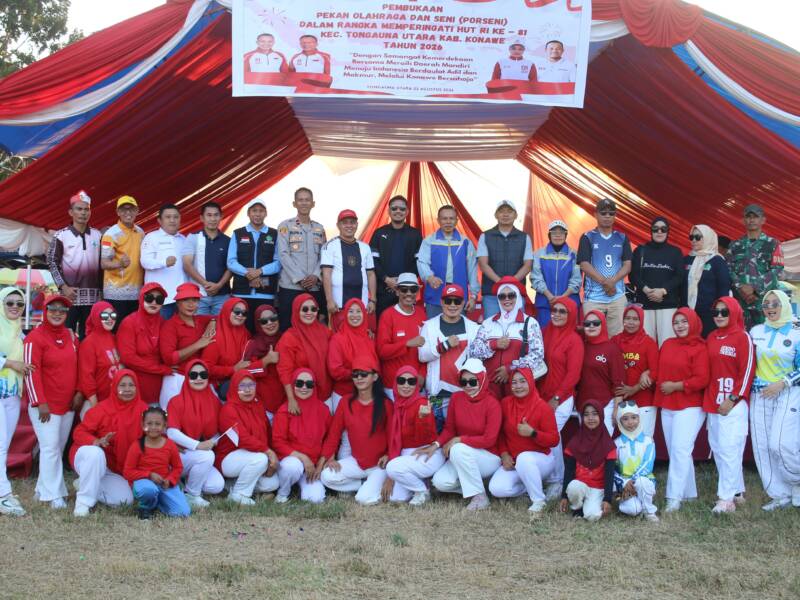 Porseni HUT ke-81 RI di Tongauna Utara Konawe Resmi Dibuka, Kapolres Ingatkan Sportivitas dan Jaga Persaudaraan