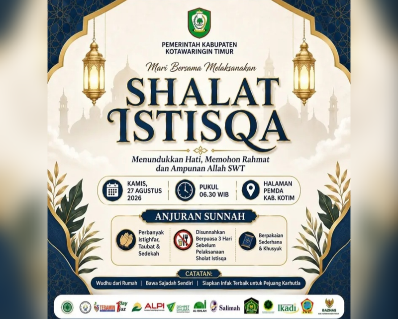 Pemkab Kotim Ajak Warga Gelar Salat Istisqa di Halaman Kantor Bupati, Ini Amalan yang Dianjurkan