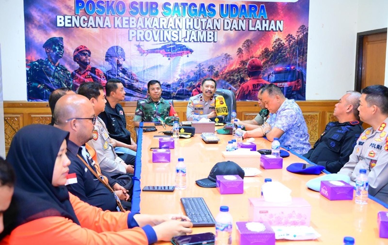 Wakapolda Jambi Tinjau Posko Karhutla di Bandara Lama, Delapan Tersangka Pembakar Lahan Sudah Diproses Hukum