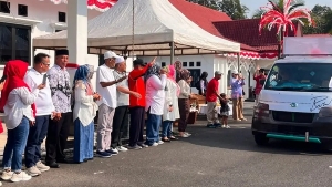 Ribuan Warga Padati Pawai Pembangunan HUT ke-81 RI di Lingga, Satpol PP Terjunkan Personel Gabungan