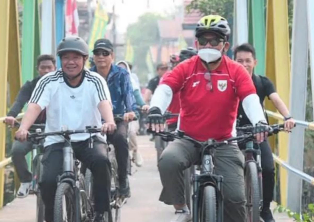 Bupati Barito Utara Gowes dan Senam Bareng Warga, Sekaligus Cek Kesiapan Acara Barito Utara Bertabigh di Muara Teweh