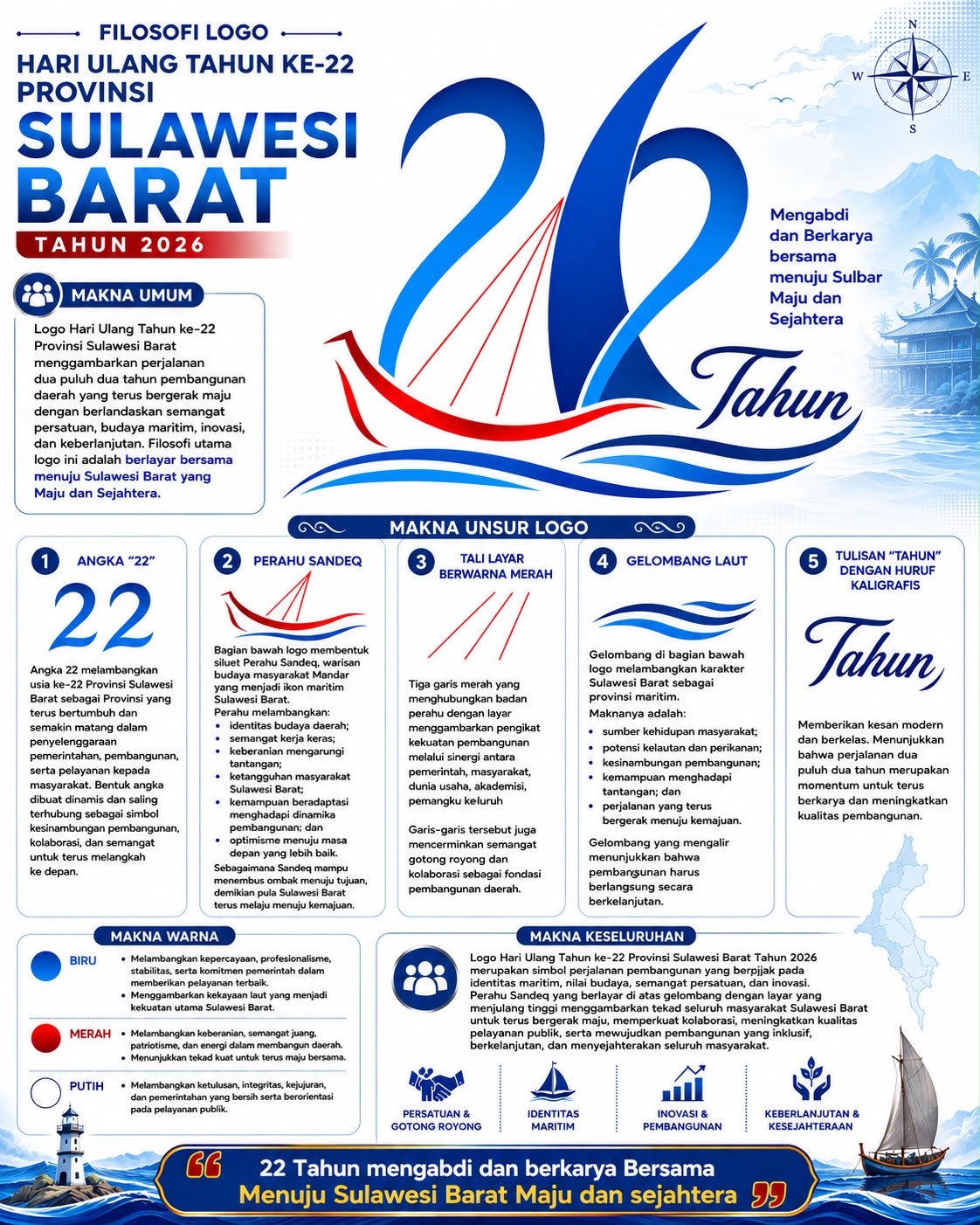 Logo HUT ke-22 Sulawesi Barat Resmi Ditetapkan, Perahu Sandeq Jadi Simbol Utama Perjalanan Pembangunan