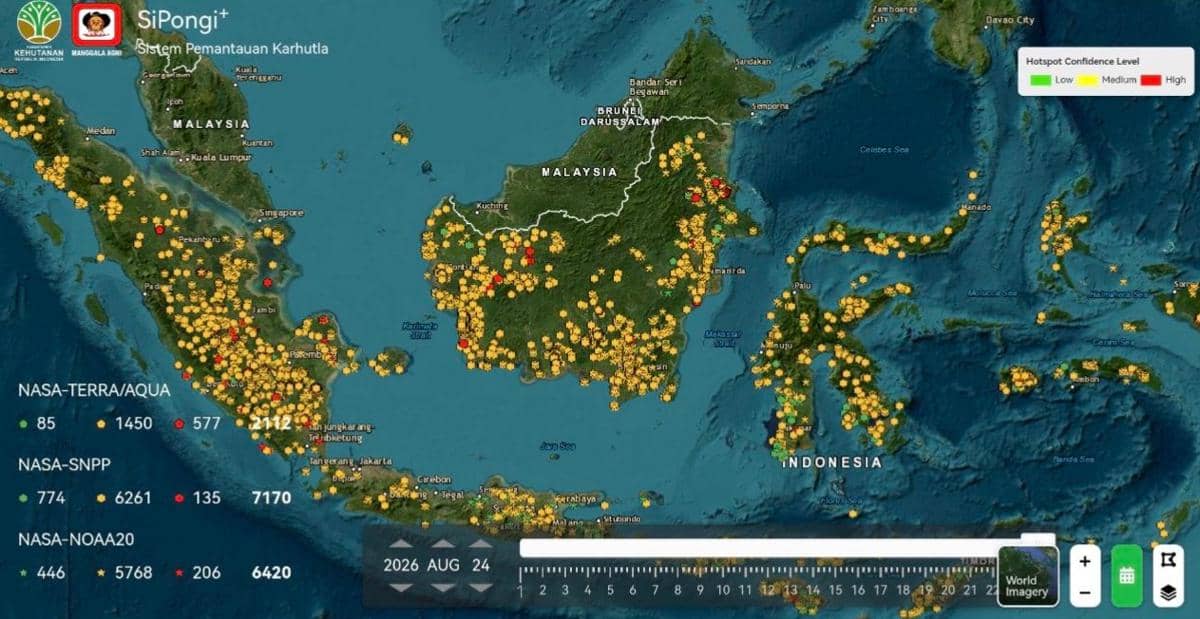 Hotspot Sumsel Tembus 1.344 Titik, 6 Wilayah Diselimuti Kabut Asap, Air untuk Pemadaman Mulai Sulit