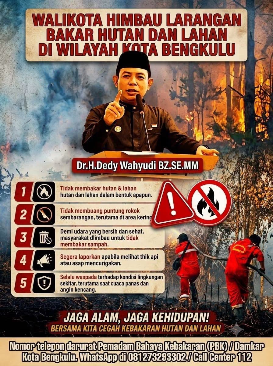 Rentetan Kebakaran Landa Kota Bengkulu, Wali Kota Dedy Wahyudi Minta Warga Perketat Kewaspadaan di Musim Kemarau