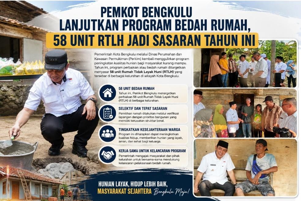 Pemkot Bengkulu Bedah 58 Rumah Tidak Layak Huni Tahun Ini, Prioritas Kerusakan Struktur Berat