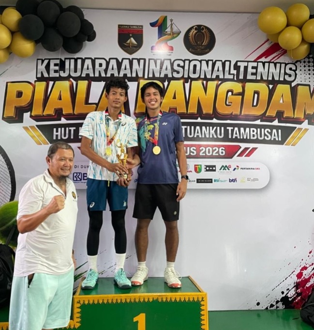 Atlet Tenis Tanah Laut Muhammad Alfaradu Sumirat Juara Ganda Putra Piala Pangdam XIX, Kini Berlaga di Singapura