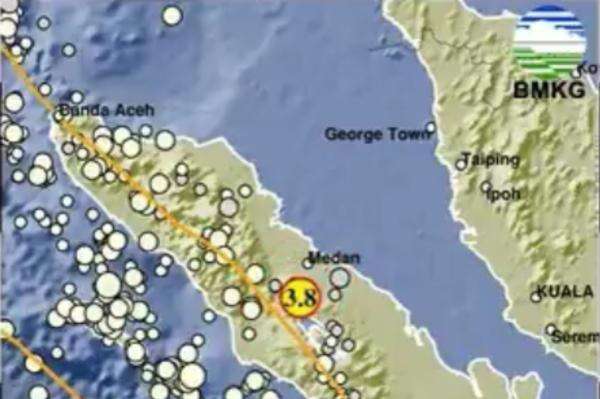 Gempa Magnitudo 3,8 Guncang Timur Laut Kabupaten Karo Sumut, Getaran Terasa di Kedalaman 133 Kilometer