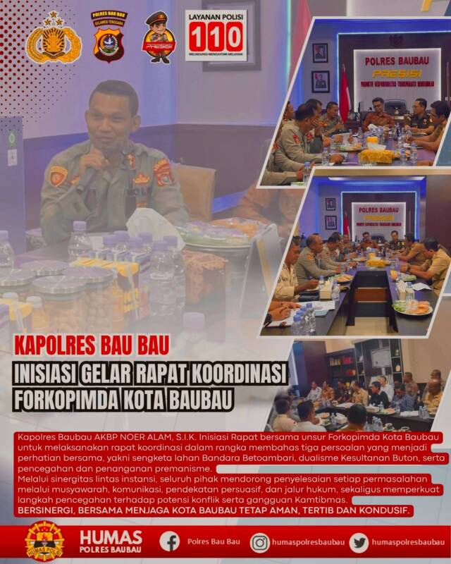 Kapolres Baubau Panggil Forkopimda Bahas Sengketa Lahan Bandara hingga Dualisme Kesultanan Buton