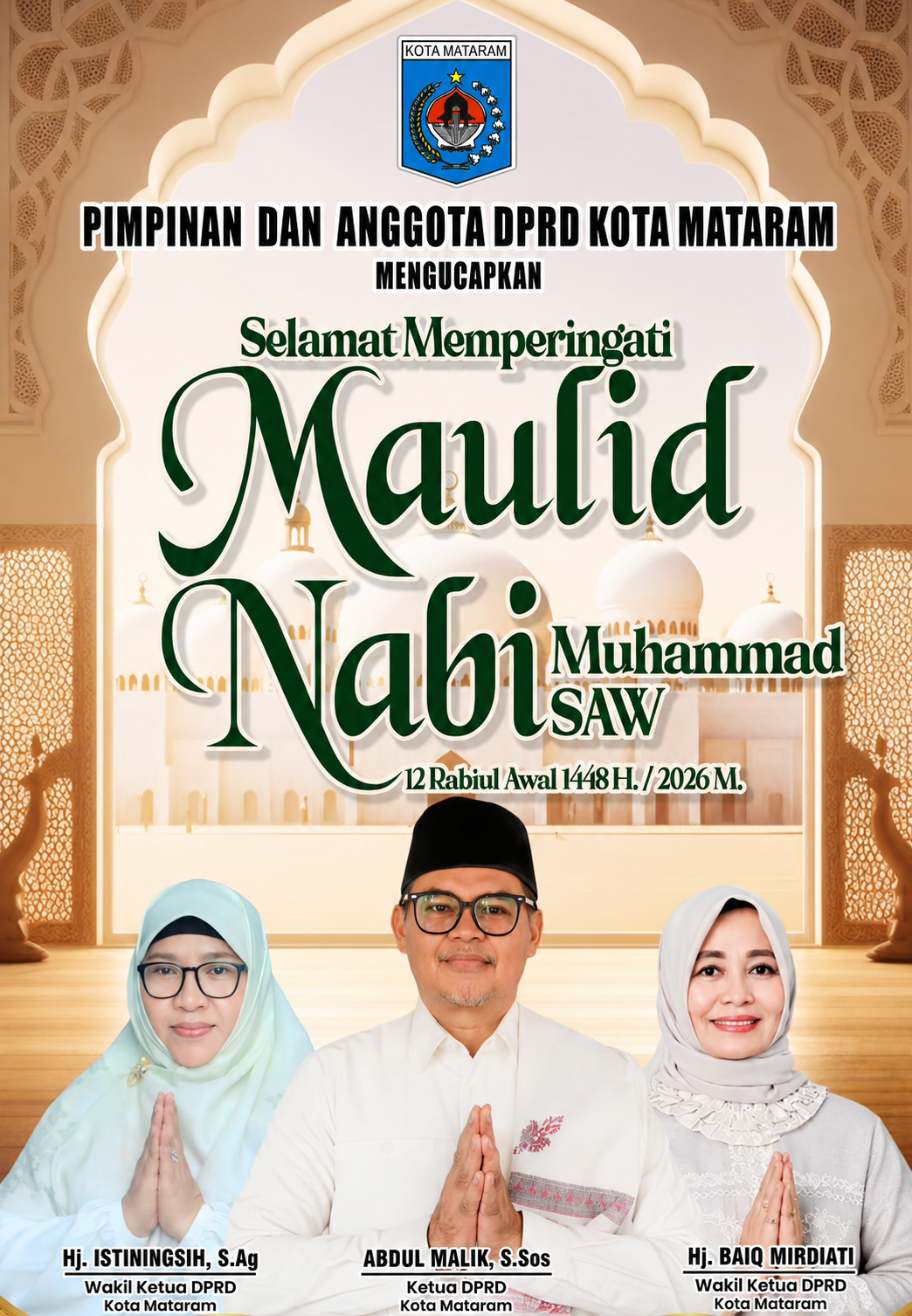 DPRD Kota Mataram Ajak Warga Teladani Akhlak Nabi Muhammad SAW di Momentum Maulid 1448 H