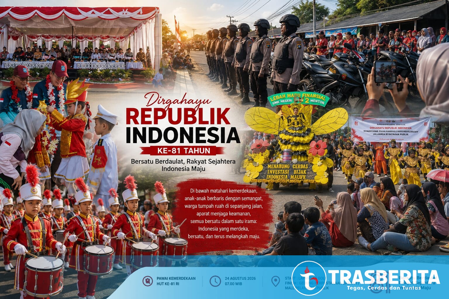 Pawai Kemerdekaan ke-81 di Bangka Barat Diikuti 50 Peserta, Ribuan Warga Padati Jalan Mentok