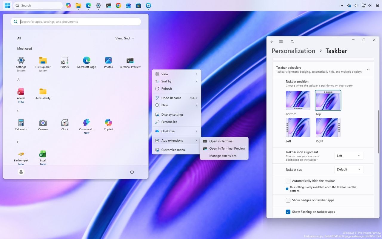 Windows 11 Kini Lebih Fleksibel: Menu Konteks Bisa Dikustomisasi, Taskbar Kembali Bisa Dipindah