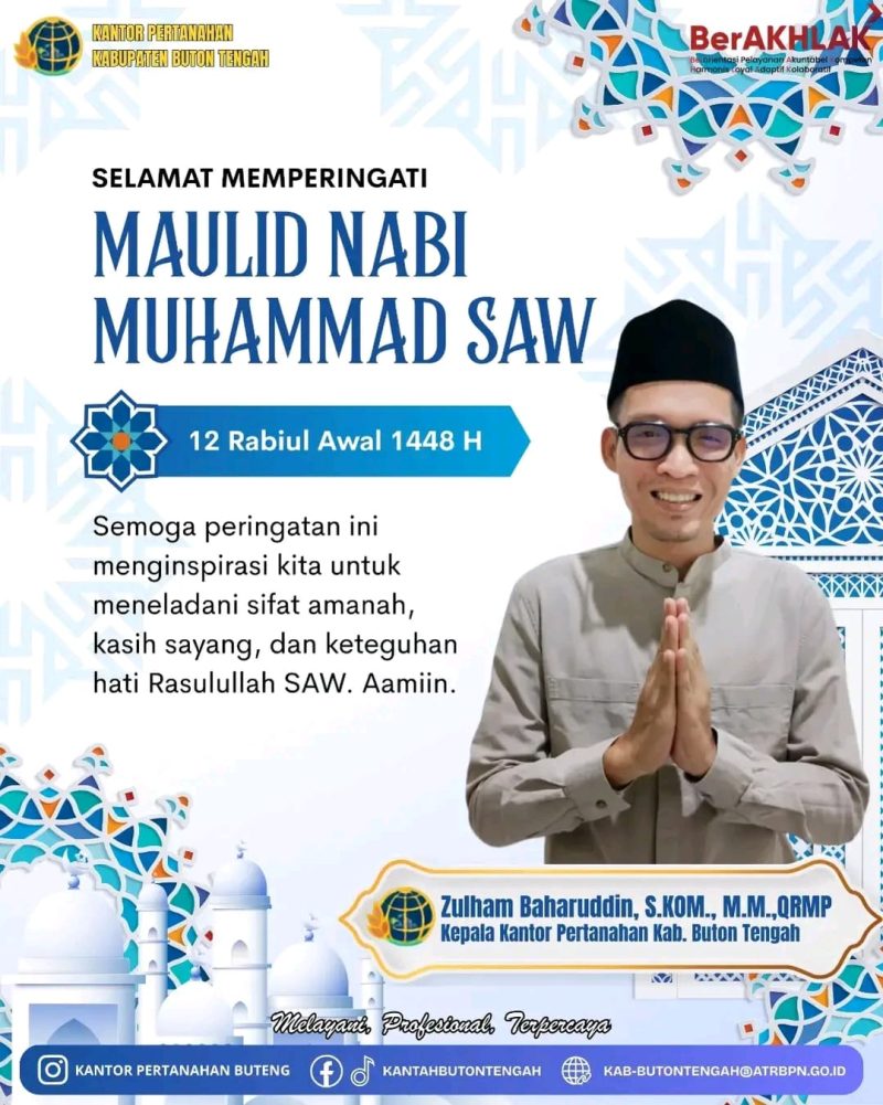 Kantah Buton Tengah Ajak Warga Teladani Akhlak Rasulullah di Peringatan Maulid 1448 H