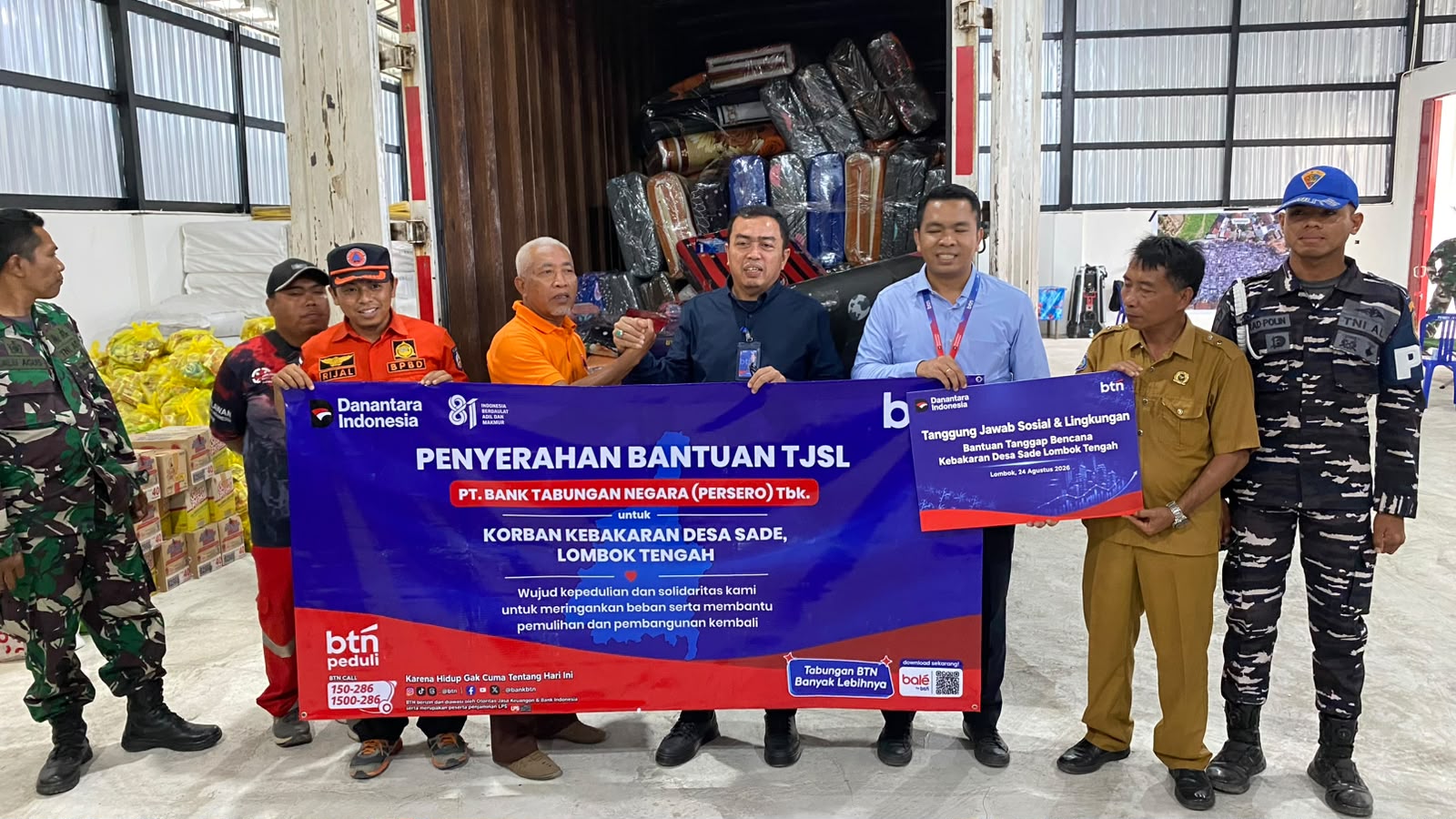 BTN dan Danantara Kirim Bantuan ke 320 Warga Korban Kebakaran Desa Sade