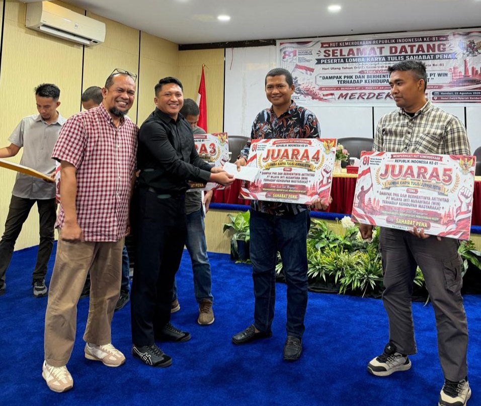 Pendiri Penafaktual.com La Ode Husaini Raih Juara 4 Lomba Karya Jurnalistik Tingkat Sultra, Angkat Dampak PHK PT WIN