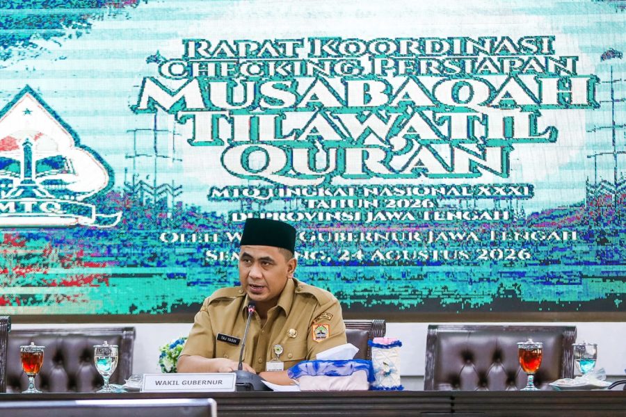 Persiapan MTQ Nasional 2026 di Semarang Capai 90 Persen, Wagub Jateng Pastikan Venue dan Akomodasi Kafilah Siap