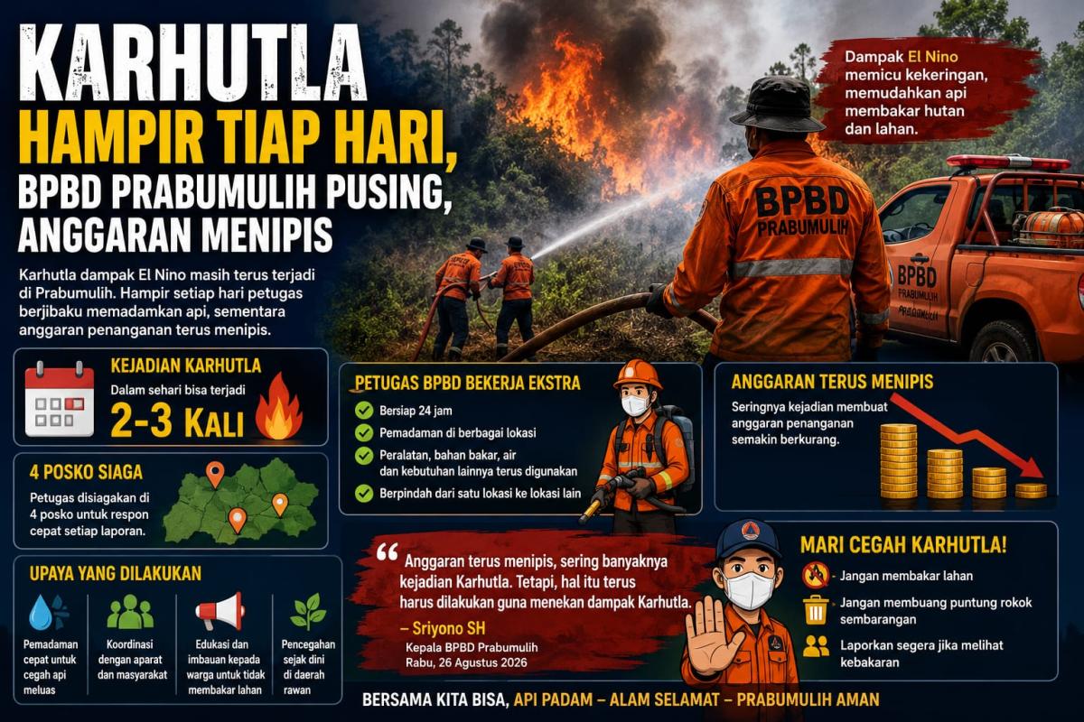 Karhutla di Prabumulih Capai 3 Kejadian per Hari, Kepala BPBD: Anggaran Menipis dan Petugas Kewalahan
