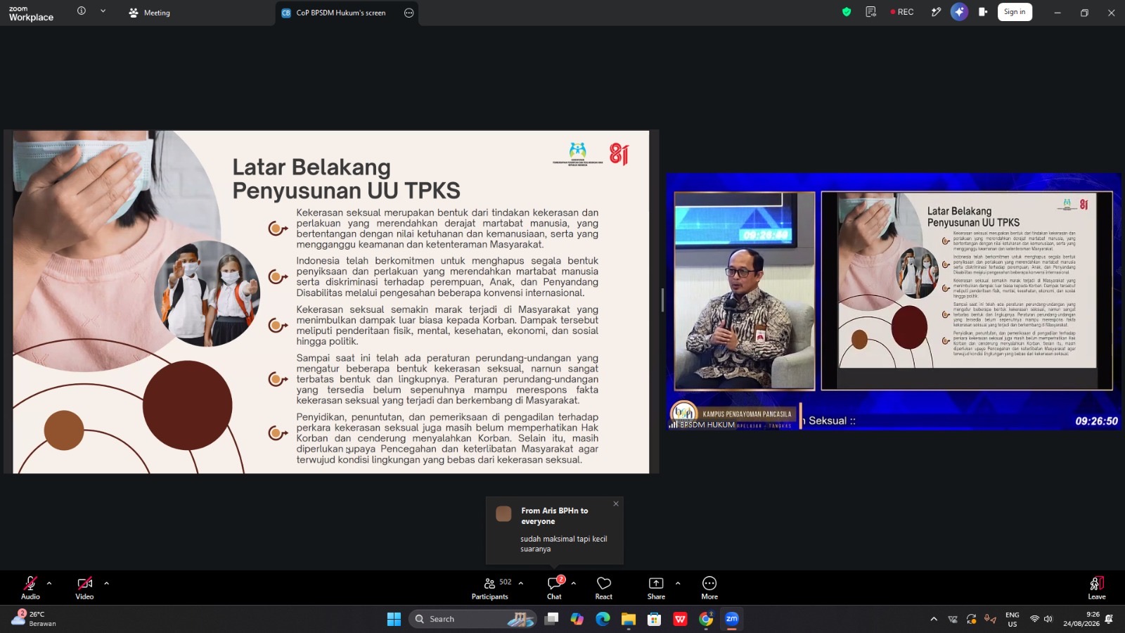 Kanwil Kemenkum Sumsel Perkuat Kompetensi Analis dan Penyuluh Hukum soal UU TPKS, Ini yang Dibahas