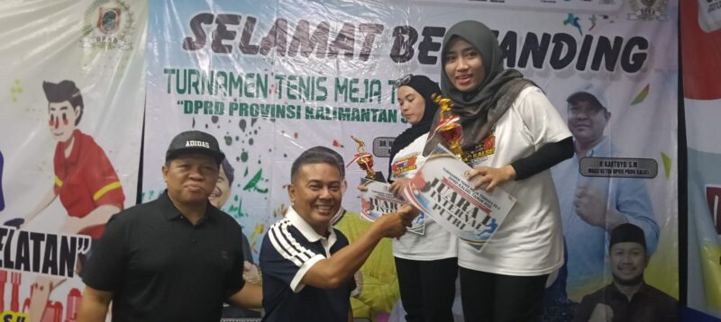 Maya Andriani Kalahkan Juara Bertahan di Final, Wartawan DPRD Kalsel Raih Juara 1 Tenis Meja Tunggal Putri