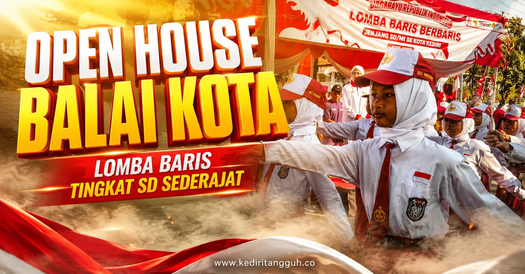 Ribuan Pelajar SD di Kediri Ikut Lomba Baris-Berbaris di Balai Kota, Mbak Wali Tanamkan Disiplin dan Keberanian