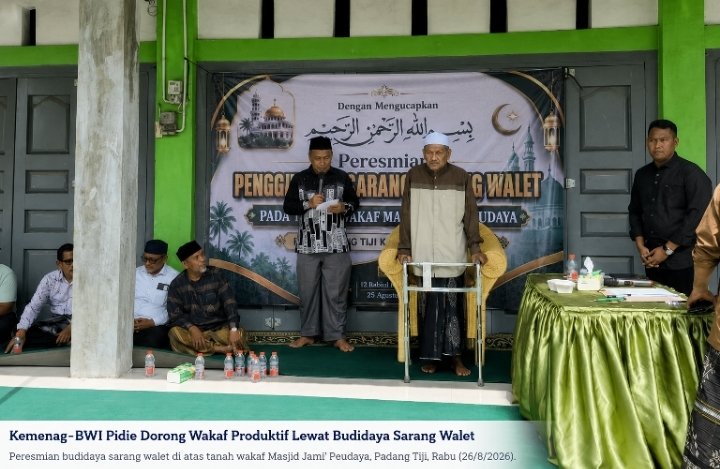 Kemenag dan BWI Pidie Sulap Empat Pintu Ruko Wakaf Masjid Jami Peudaya Jadi Sarang Walet, Investasi Rp300 Juta